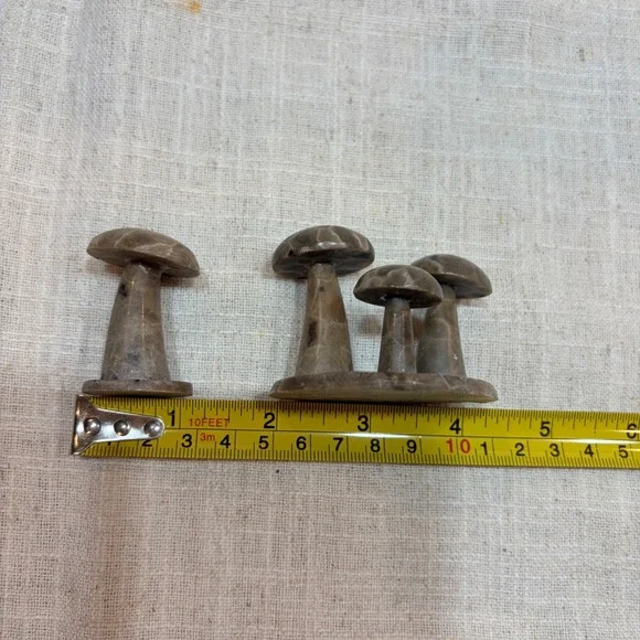 Vintage Hand Carved Petoskey Stone Mushroom Figurines Set of 2 Michigan Fossil - Picture 8 of 9